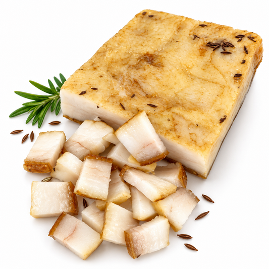 Slănină afumată Nasul Roșu, 180 g, cu usturoi și cimbru