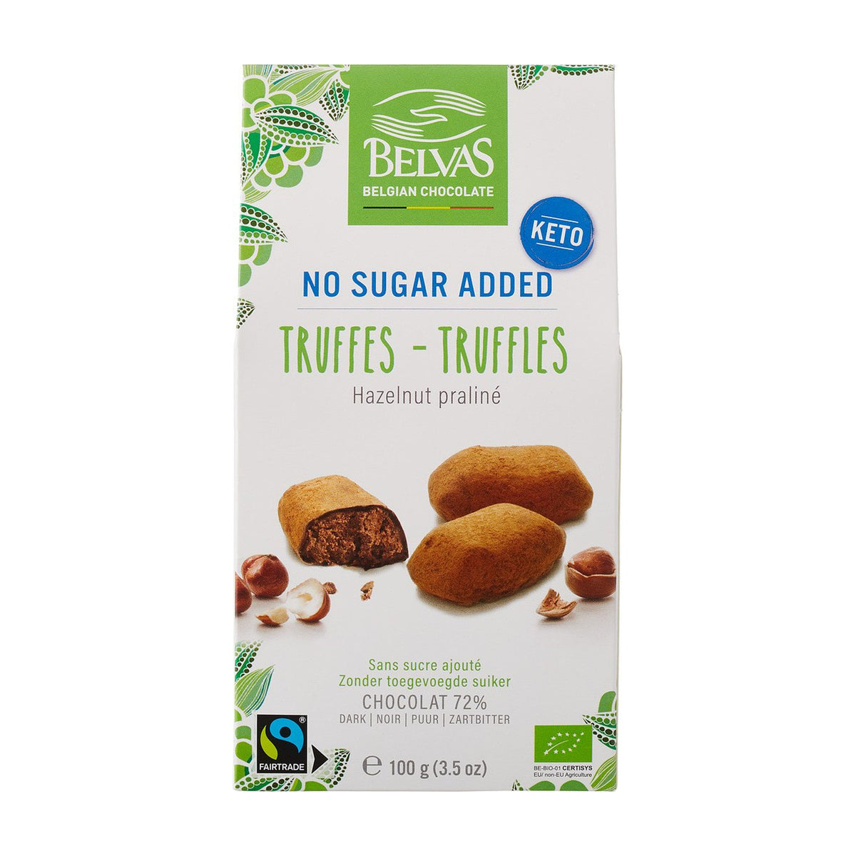 Trufe Belgiene de Ciocolată cu Alune, fără Zahăr Adăugat ECO, 100g