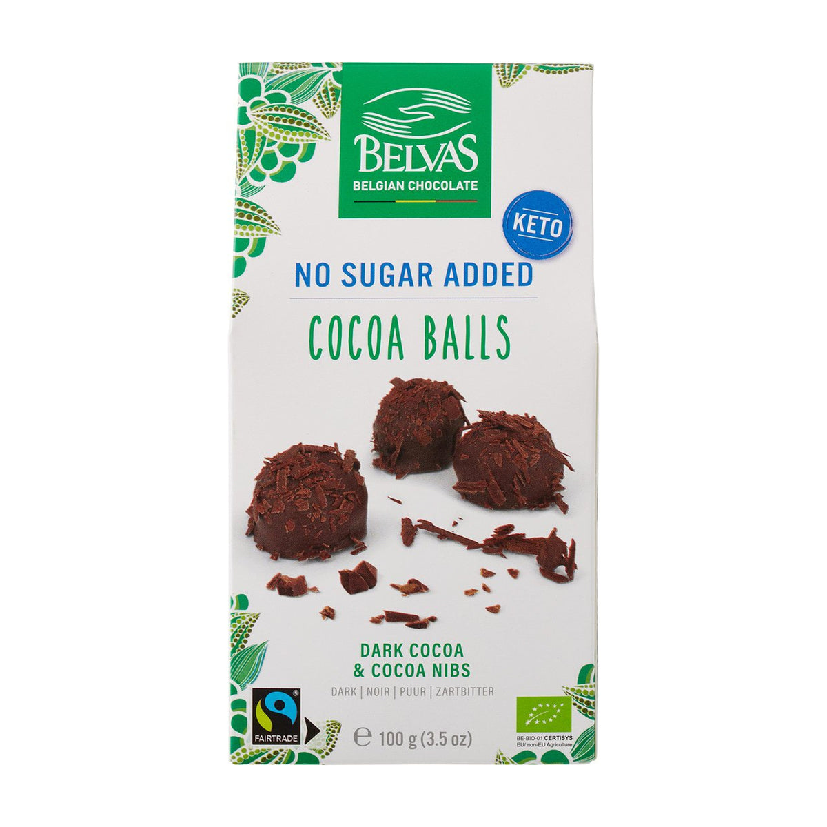 Bile de Ciocolată Neagră Keto cu Alune și Nibs, fără Zahăr Adăugat ECO, 100g