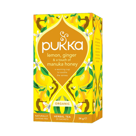 Ceai Pukka Lemon, Ginger & Manuka Honey ECO, 20 de pliculețe, 34 g