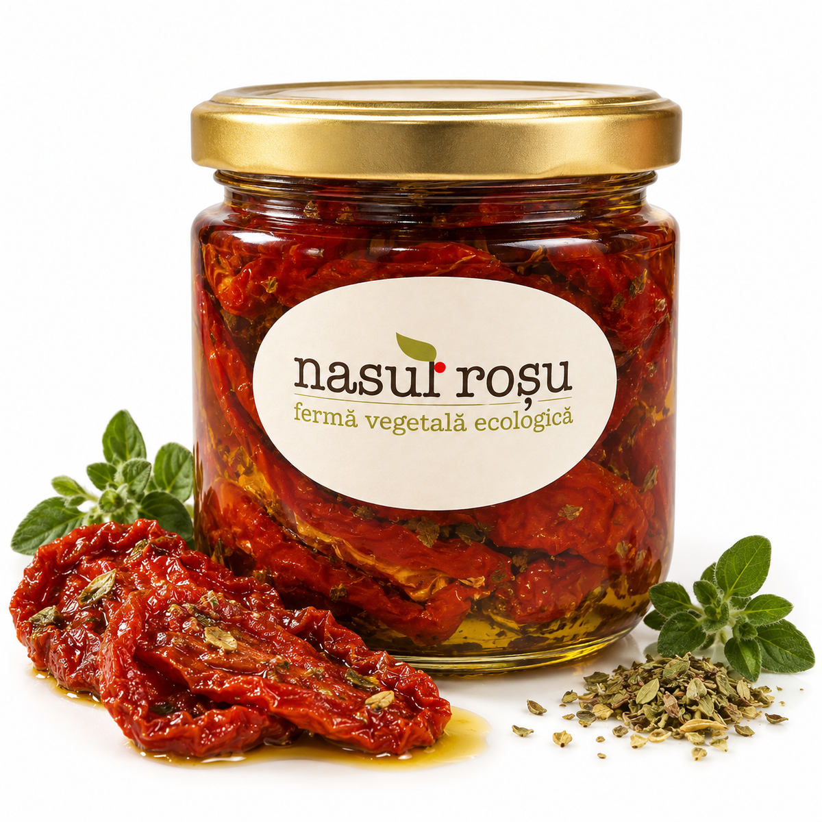 Roșii uscate în ulei de măsline cu oregano Nasul Roșu