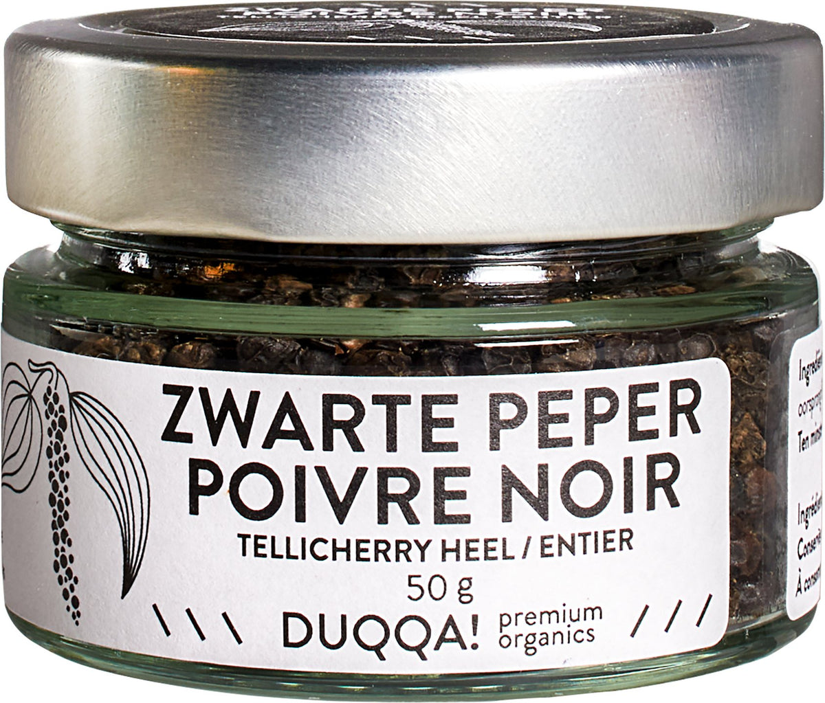 Piper negru boabe Tellicherry ECO Duqqa!, pachet de 50 g