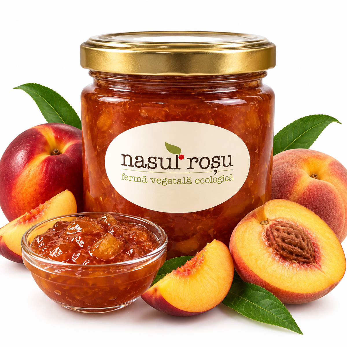 Gem de piersici Nasul Roșu, borcan de 220 g