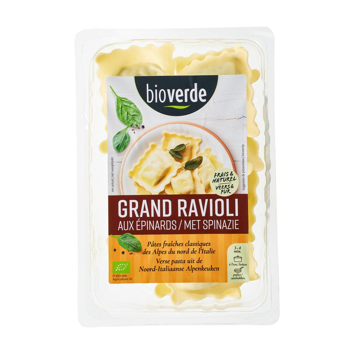 Ravioli proaspete cu spanac ECO Bioverde, 250g