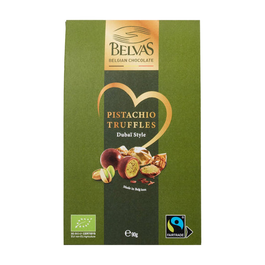 Trufe Belgiene de Ciocolată cu Fistic ECO, 90g