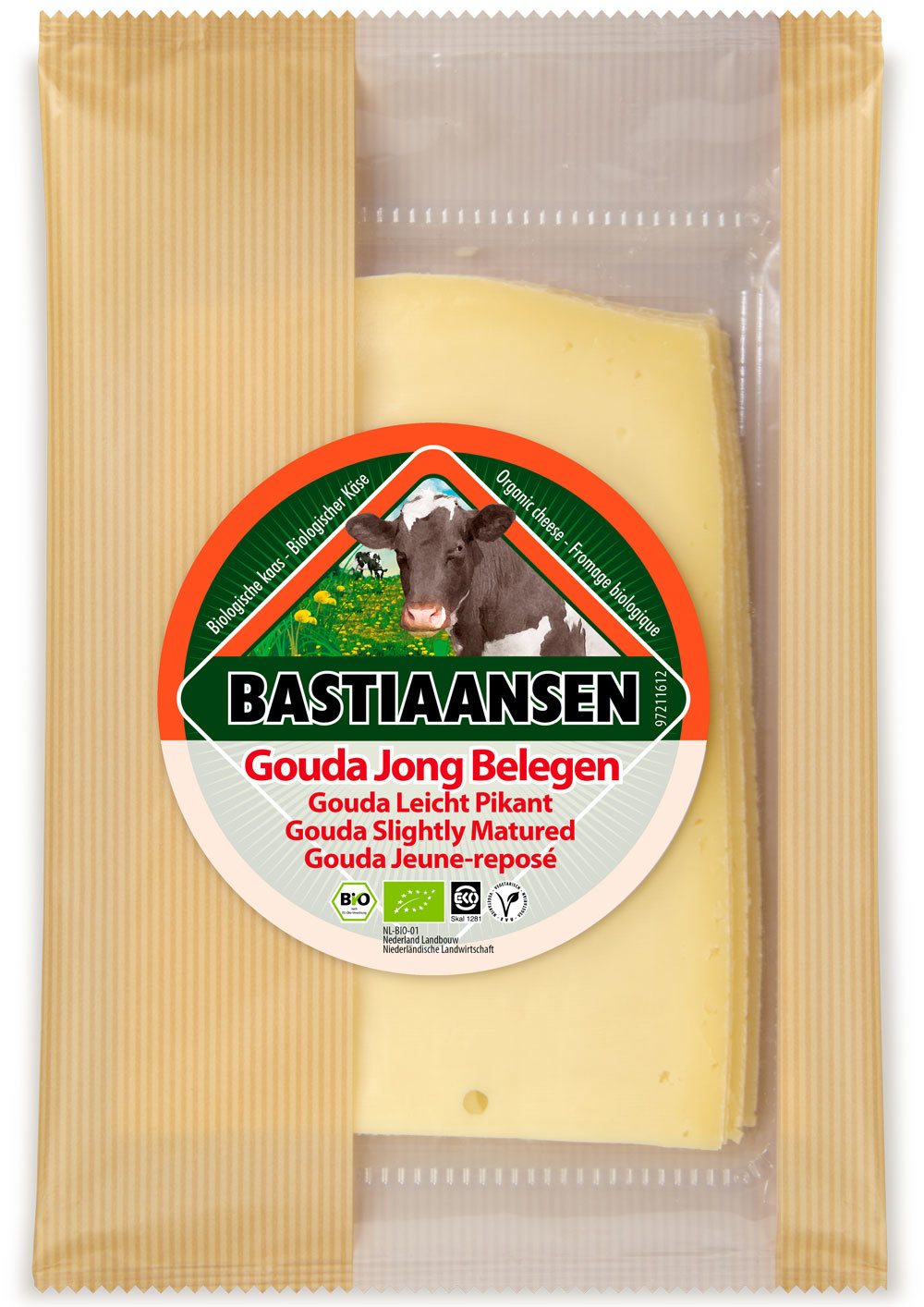 Brânză Gouda de Vacă Semi-maturată ECO în Felii, Bastiaansen – 150g