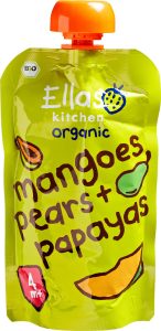 Piure de Mango, Pere și Papaya BIO (4+ luni) – Ella's Kitchen, 120g