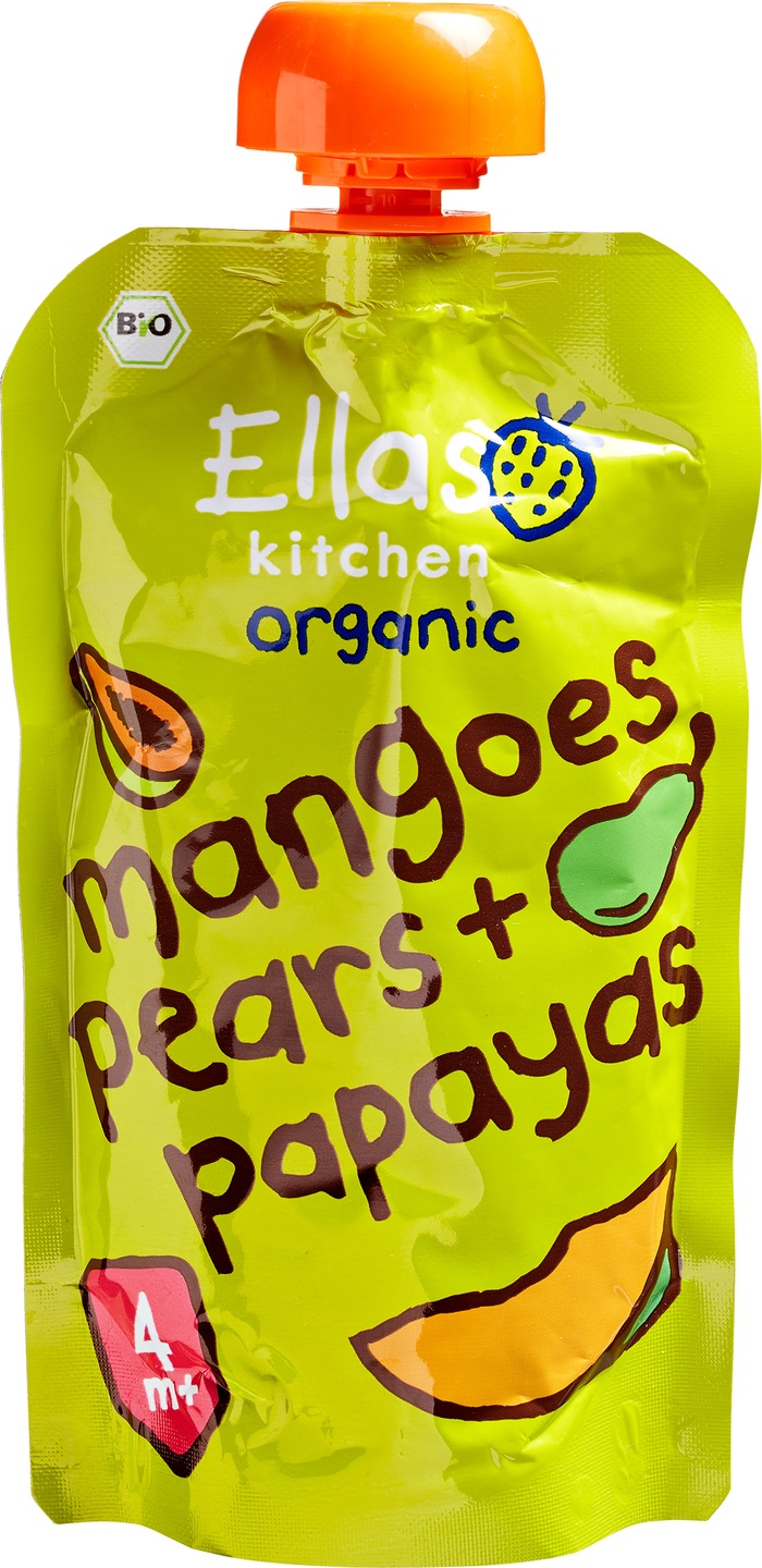 Piure de Mango, Pere și Papaya BIO (4+ luni) – Ella's Kitchen, 120g