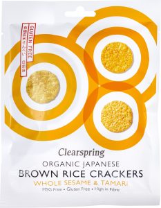 Crackers Japonezi din Orez Brun cu Susan Auriu și Tamari ECO, 40g