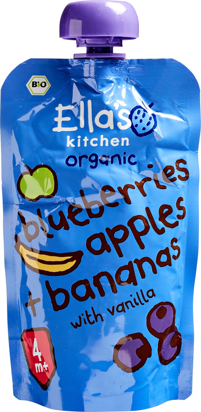 Piure de Afine, Mere & Banane BIO (4+ luni) – Ella's Kitchen, 120g