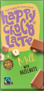 Ciocolată cu Lapte și Alune de Pădure 34% ECO, Happy Chocolate – 200g