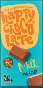 Ciocolată cu Lapte 34% Cacao ECO, Happy Chocolate – 200g