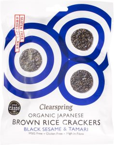 Crackers Japonezi din Orez Brun cu Susan Negru și Tamari ECO, 40g