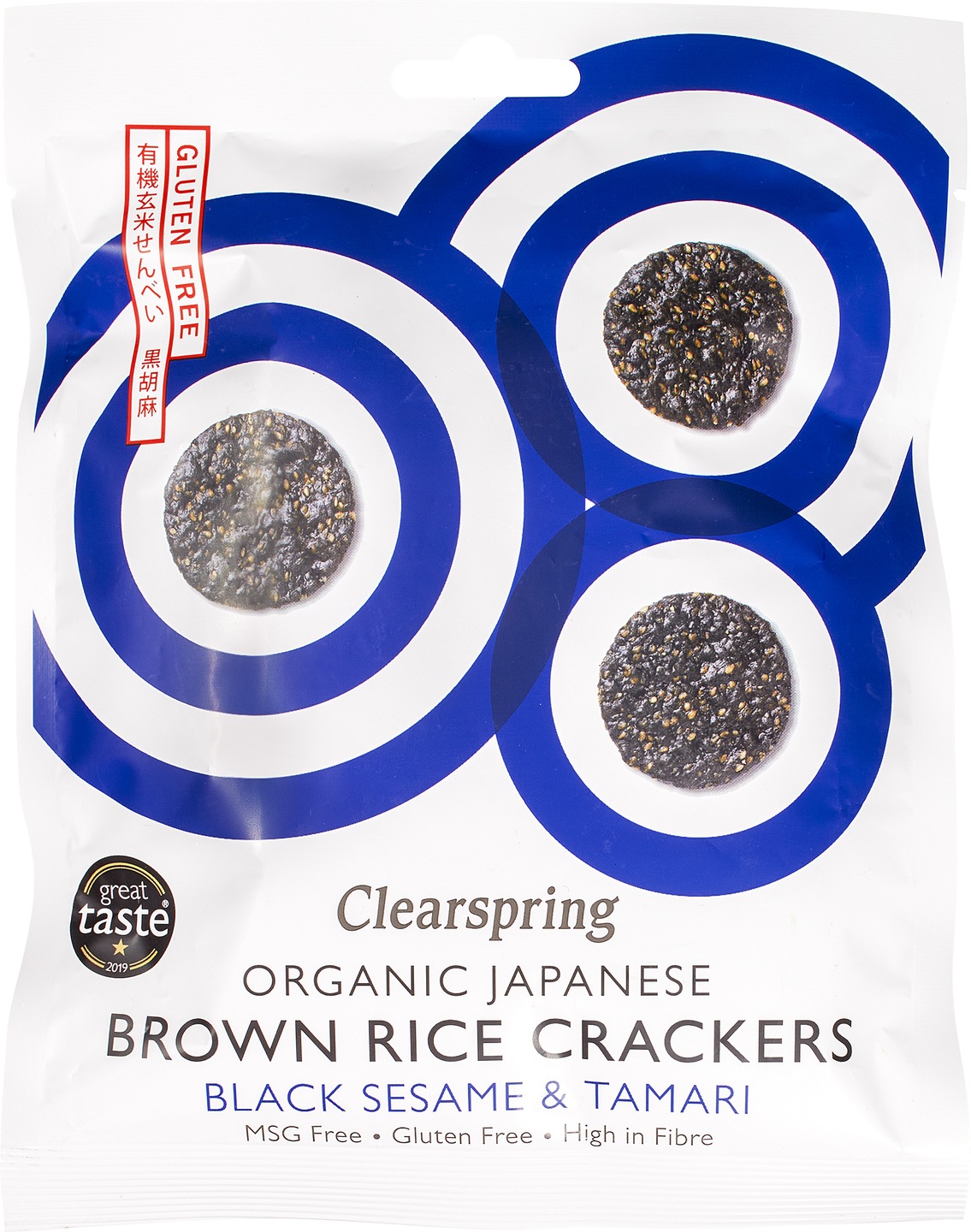 Crackers Japonezi din Orez Brun cu Susan Negru și Tamari ECO, 40g
